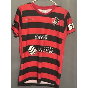 Atlas FC Soccer Jersey Red Black Striped Pancho 4 Coca-Cola Sponsor Mens Medium